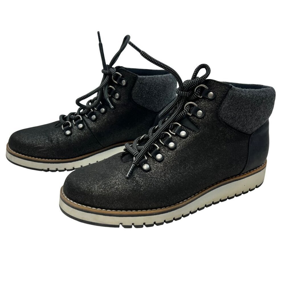 White Mountain Clifton Boots Women’s 8.5 Black/Multi Round Toe Lace Up
